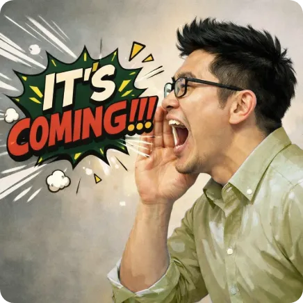 A guy screaming 'It's coming!'.